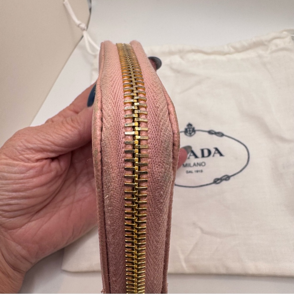 Prada Women's Blush Leather Compact Zippy Wallet - Picture 5 of 10